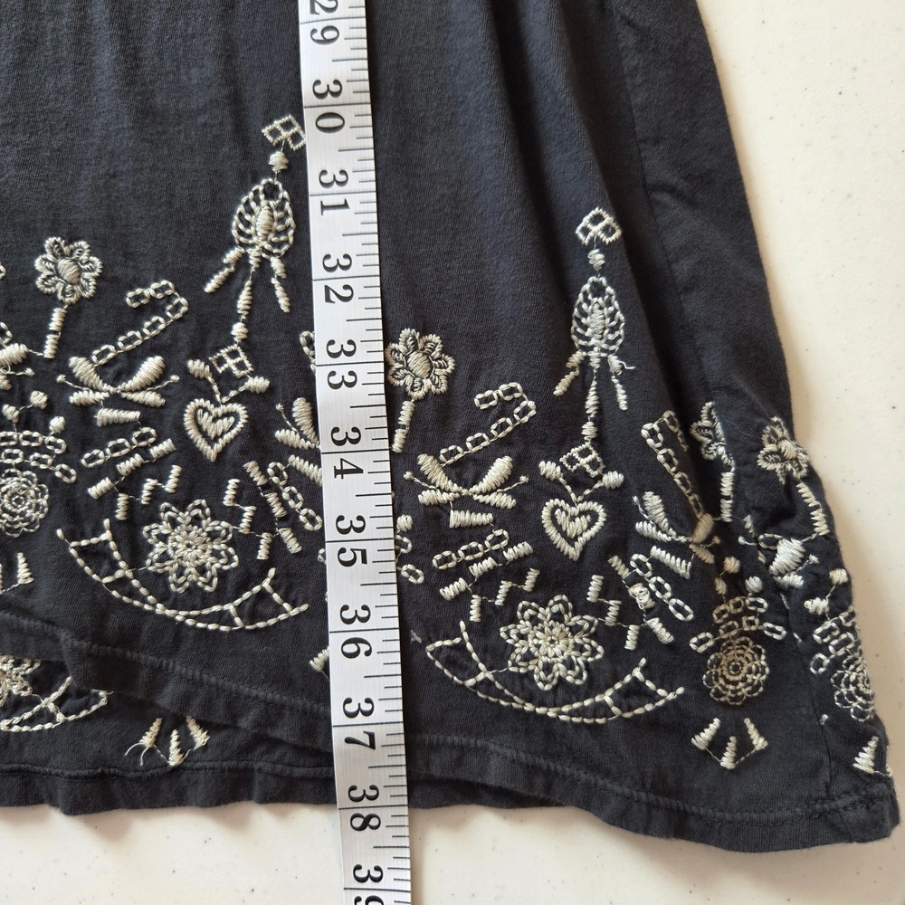 JW Los Angeles Johnny Was Charcoal Gray Embroidered Boho T-Shirt Dress 3/4 Slv L - Picture 8 of 10